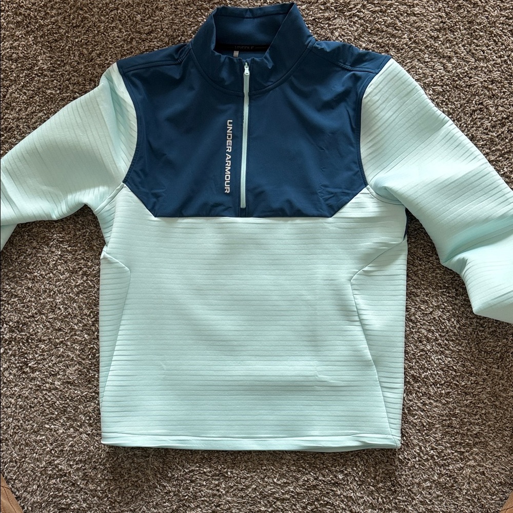 Under Armour Navy and Light Blue Half-Zip Pullover